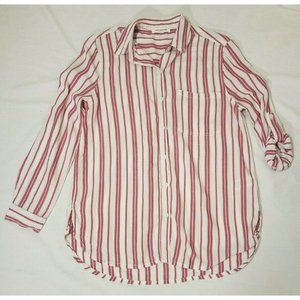 Beach lunch lounge Sz. S Blush/white Stripe Lightweight Button Up Shirt